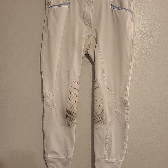 ANIMO White Grip Knee Patch Breeches size I 38 Pocket Detail Italy Equestrian - Picture 12 of 12